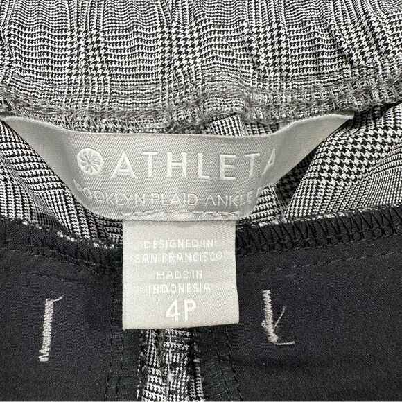 Athleta 4P Brooklyn Plaid Ankle Pant Side Stripe Stretch Pockets Checkered Black - Picture 10 of 13
